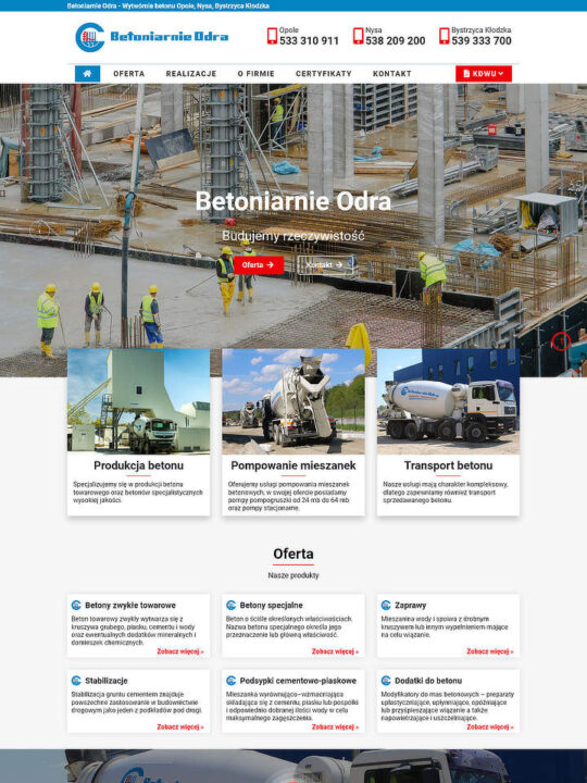 Strona internetowa www.BetoniarniaOdra.pl